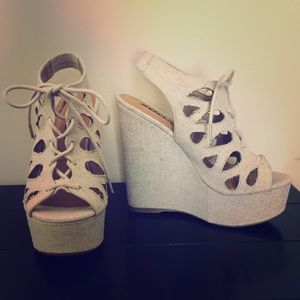 Lace up Platform Wedge Sandal (size 6.5)